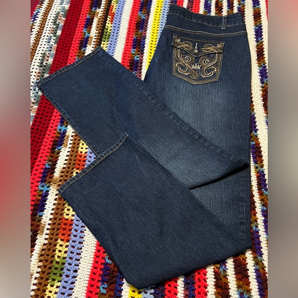 👖 OTB Embroidered Crown Jeans Dark Wash - Picture 1 of 12